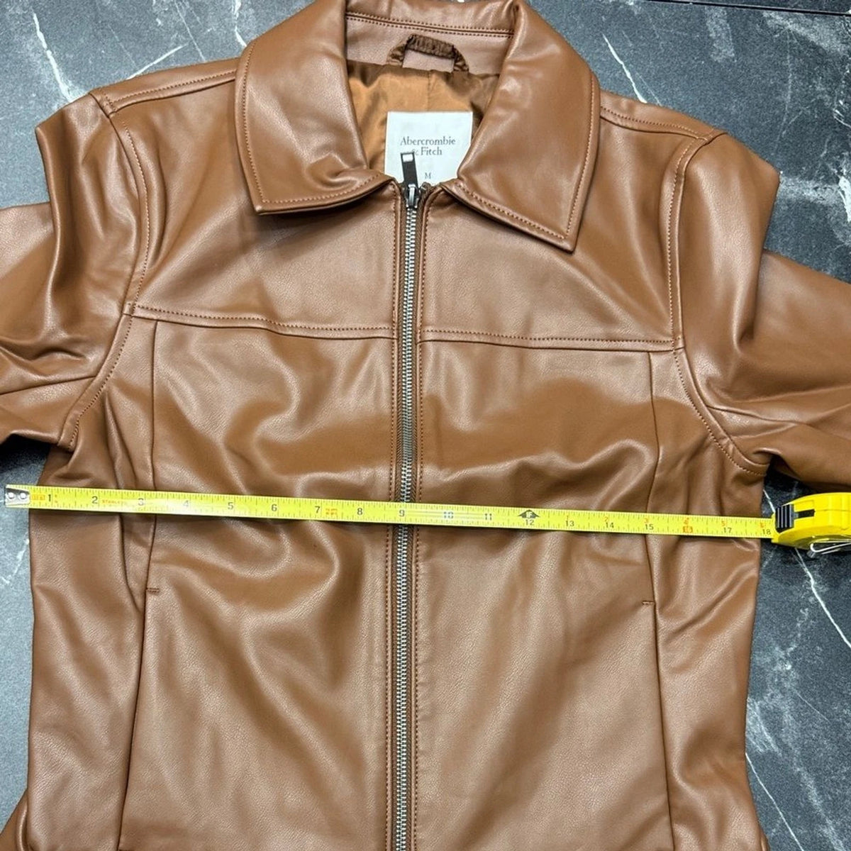 Abercrombie Fitch Vegan Leather Moto Jacket Women Medium Tan Camel NWT