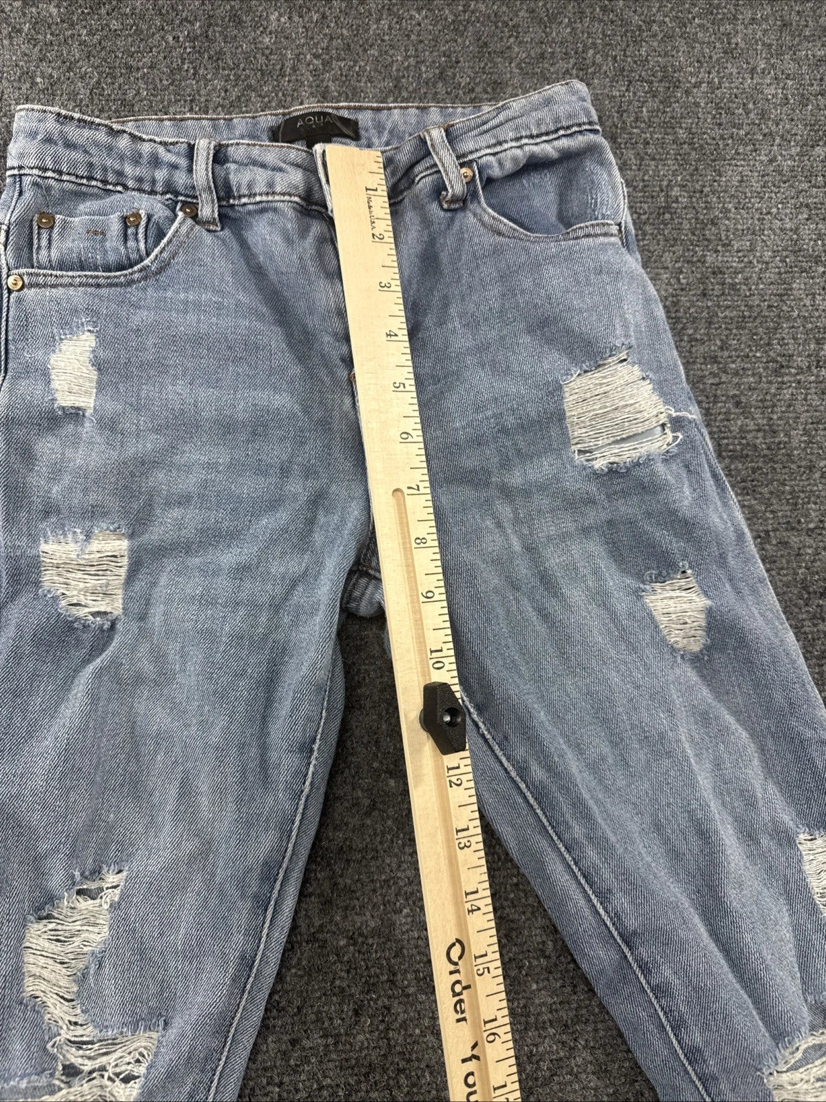 Aqua Girls Distressed Skinny Jeans Kids Size 10 Light Wash Stretch Denim