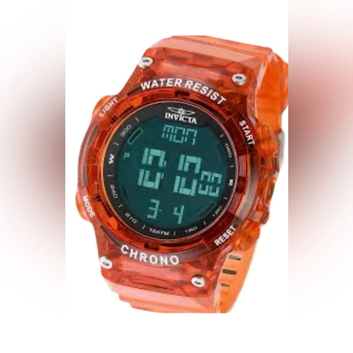 Invicta Men’s Orange Digital Chronograph Sport Watch Water Resistant BNIB