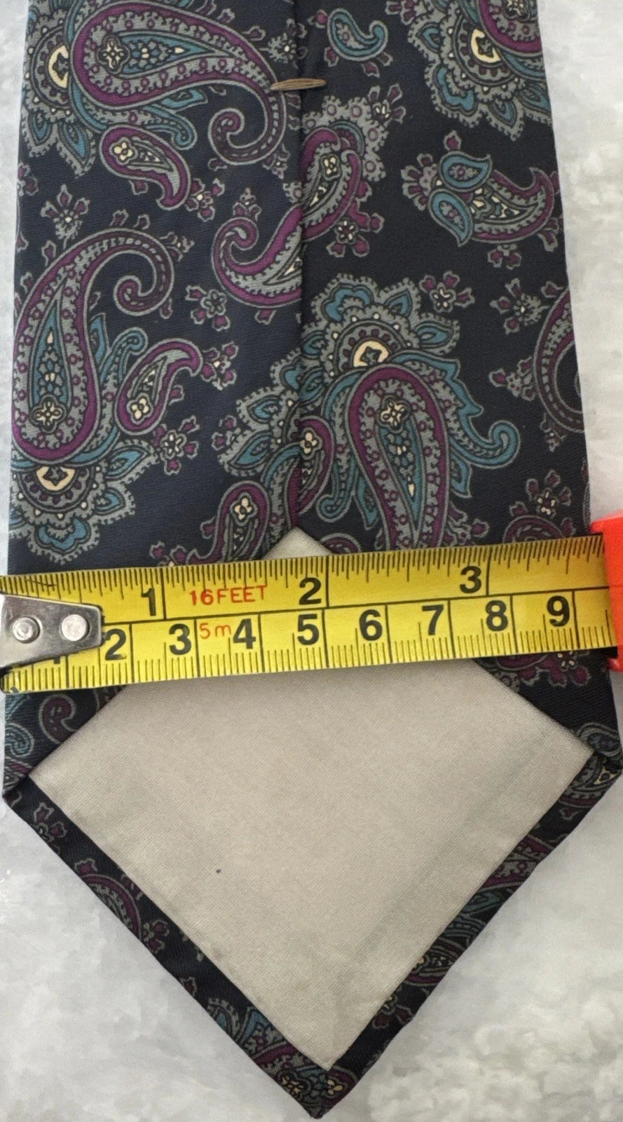 Christopher Hayes 100% Silk Paisley Necktie USA Purple Blue Vintage