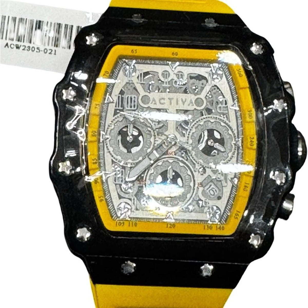 Activa Fury x Invicta Men's 44.3mm Yellow Skeleton Watch ACW2305-001 BNIB