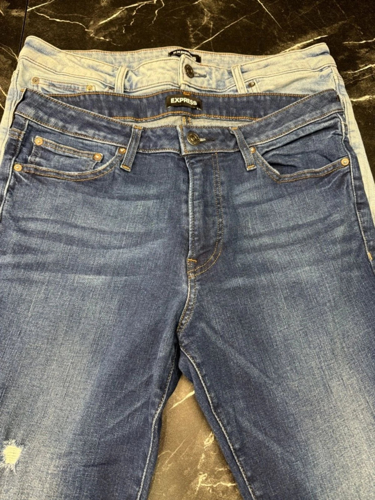 Express Mens Jeans Bundle 34x30 Skinny Hyper Stretch Light Dark Wash Denim Retro