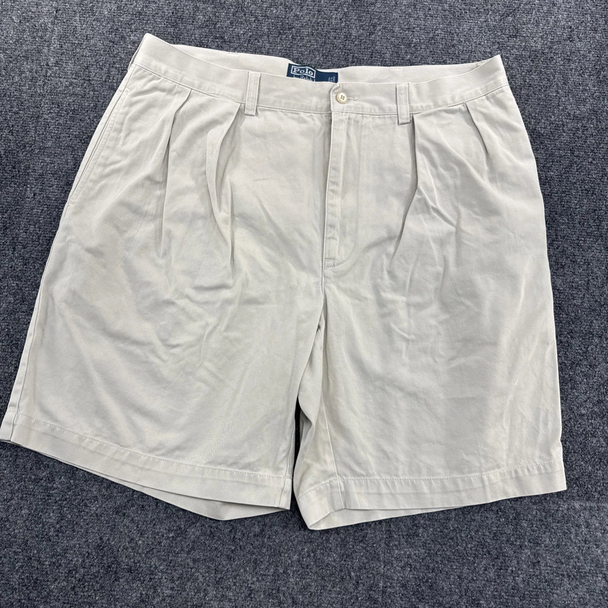 Polo Ralph Lauren Tyler Shorts Mens 38 Khaki Pleated Chino 100% Cotton