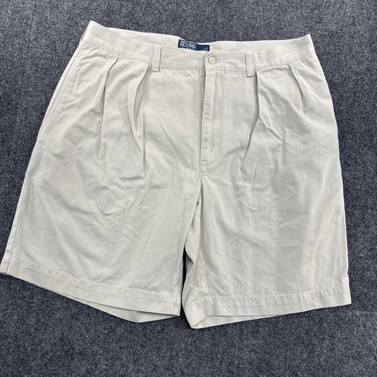 Polo Ralph Lauren Tyler Shorts Mens 38 Khaki Pleated Chino 100% Cotton