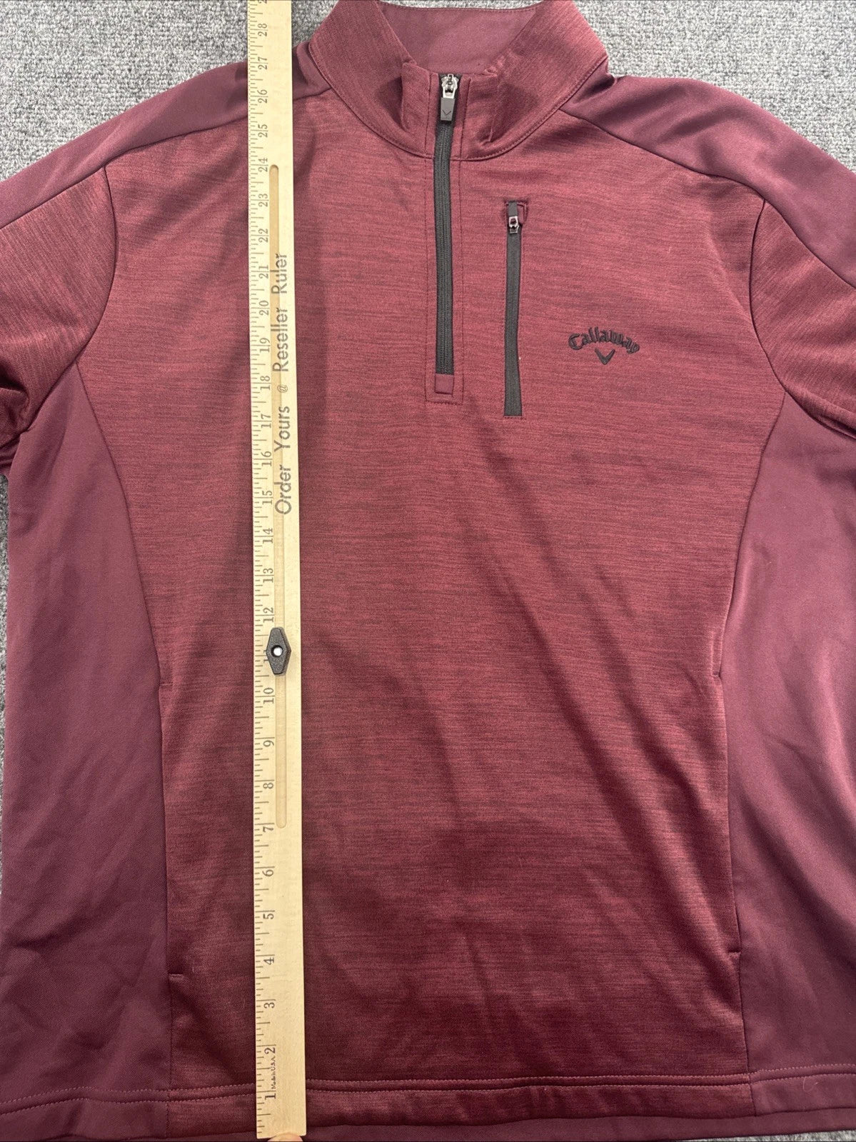 Callaway Golf 1/4 Zip Pullover Men's Large Burgundy Chest Pocket Performance
