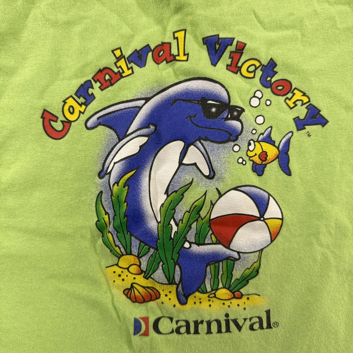 Vintage Carnival Victory Dolphin Graphic T Shirt Youth Large Anvil Cruise Tee