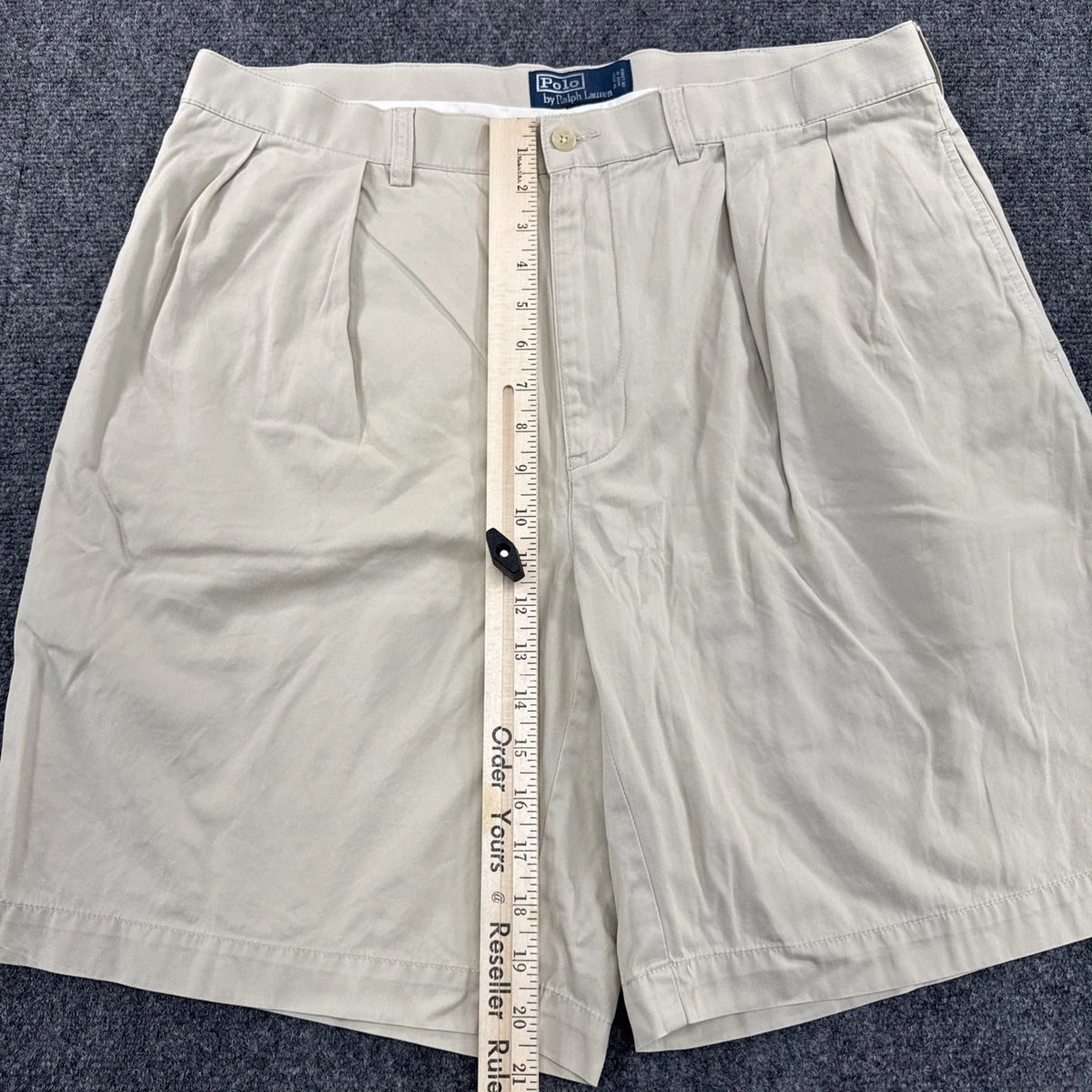 Polo Ralph Lauren Tyler Shorts Mens 38 Khaki Pleated Chino Cotton Pony Logo