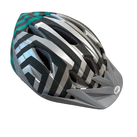 Bell Adult Bike Helmet 54-58cm Gray Teal Geometric Visor Rear Lights