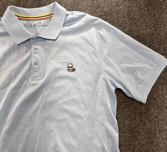 Robert Graham The Player Polo Shirt Men S Skull Rose Golf Light Blue Classic NWT
