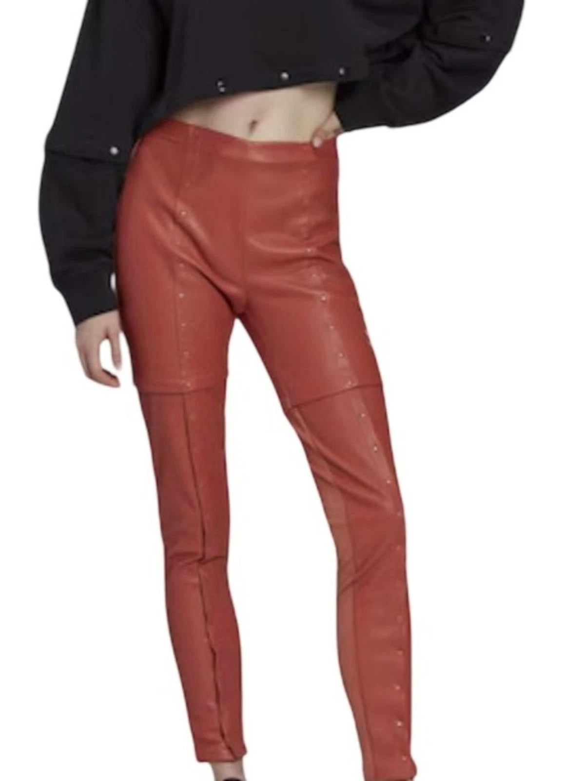 adidas Always Original Women’s XS Faux Leather Snap Pants HC3029 NWT