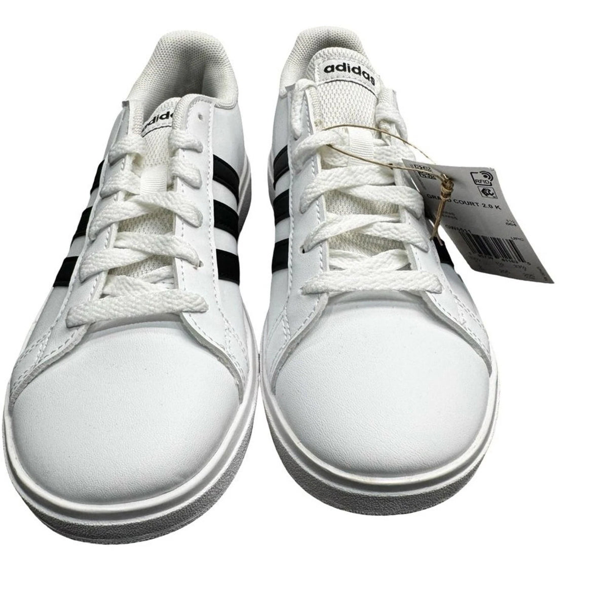 adidas Grand Court 2.0 K Kids 2 White Black GW6511 New with Box