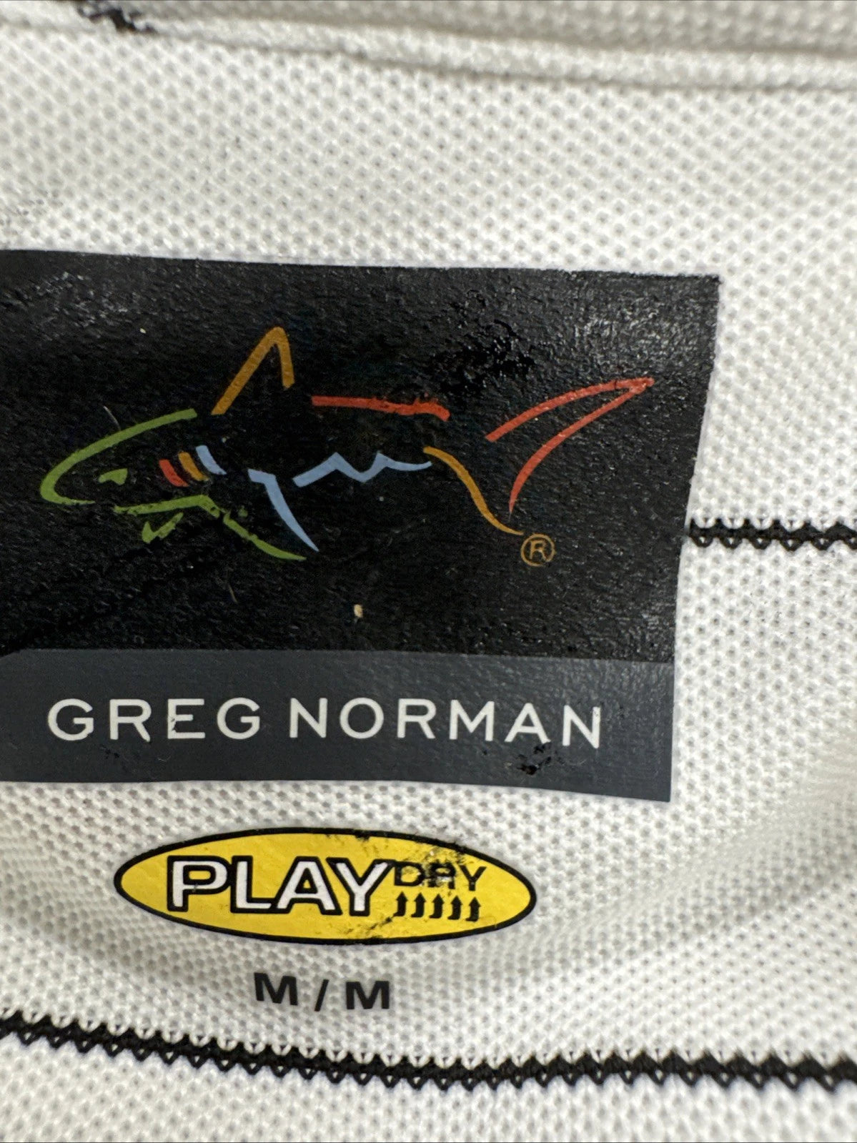 Greg Norman Play Dry Golf Polo Shirt White Black Stripe Women’s Medium NWT