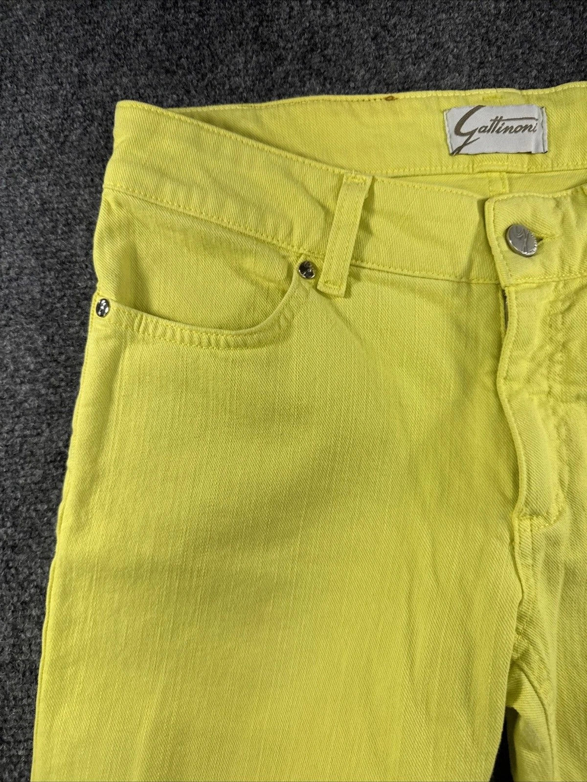 Gattinoni Jeans Women's 30 Neon Yellow Chartreuse Straight Leg Designer