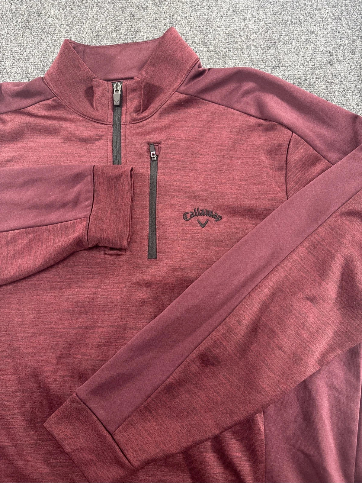 Callaway Golf 1/4 Zip Pullover Men's Large Burgundy Chest Pocket Performance