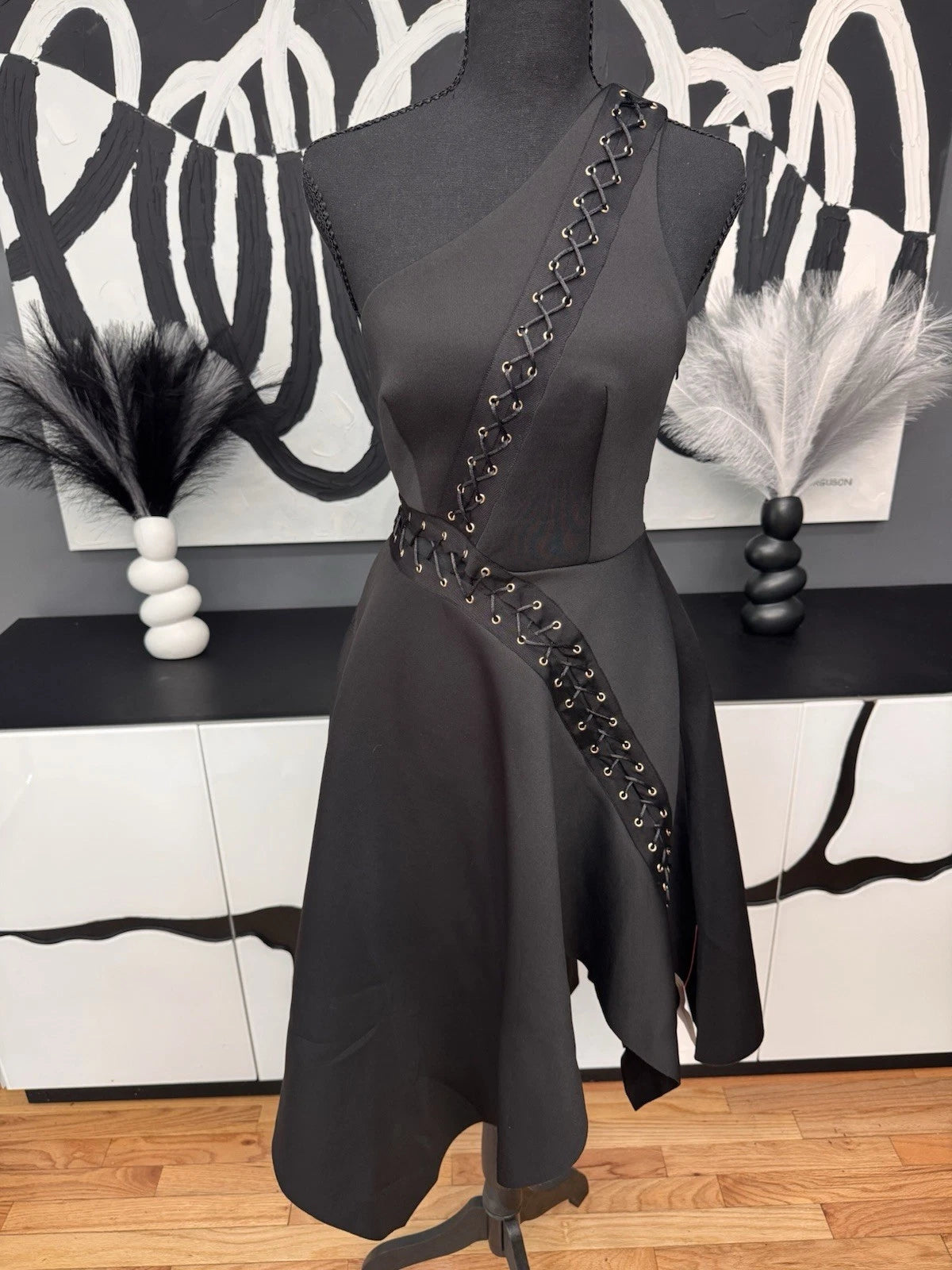 ASOS DESIGN One Shoulder Midi Dress Women's 4 Lace Up Asymmetric Hem Prom Party