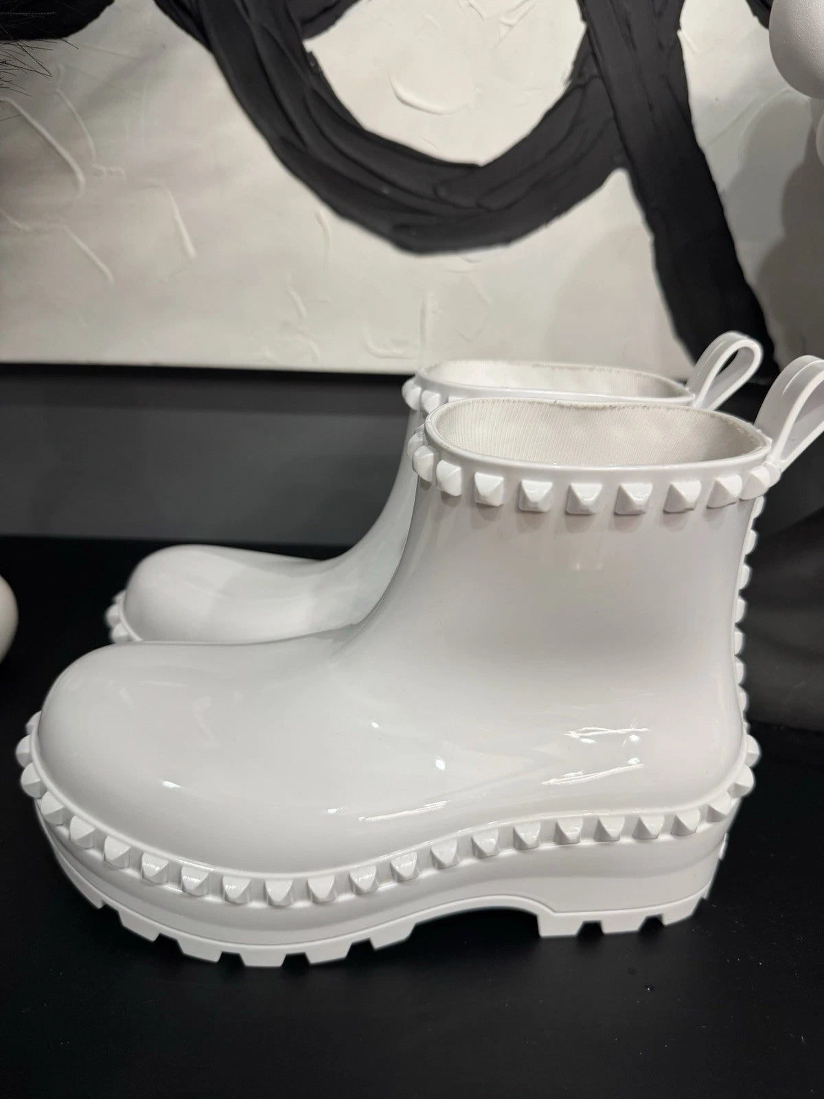 Carmen Sol Graziano Jelly Rain Boots Women’s 6 White Studded Italy BNWOT