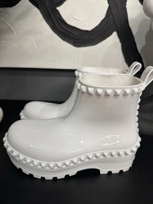Carmen Sol Graziano Jelly Rain Boots Women’s 6 White Studded Italy BNWOT