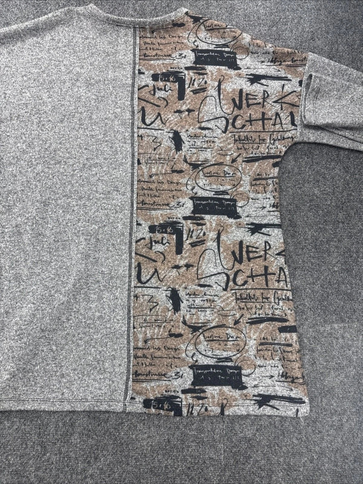 GORGO Abstract Graphic Knit Sweater Gray Graffiti Pullover Women's 46 EU