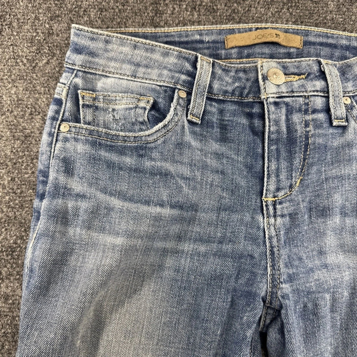 Joe’s Jeans Women’s 26 Blue Distressed Skinny Stretch Denim Raw Hem