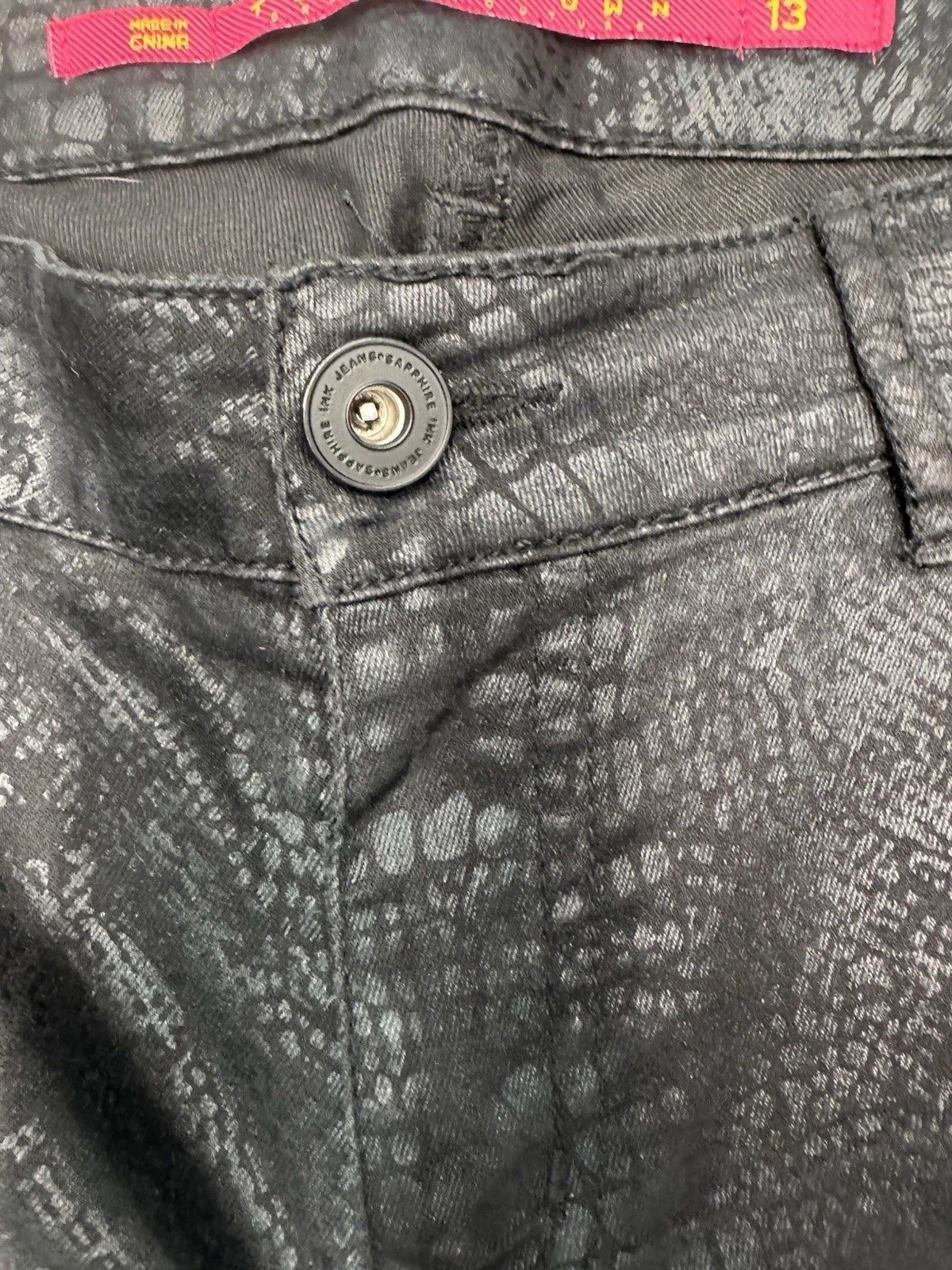 Vintage Tinseltown Black Snakeskin Skinny Jeans Womens 13 Juniors Y2K EUC Denim