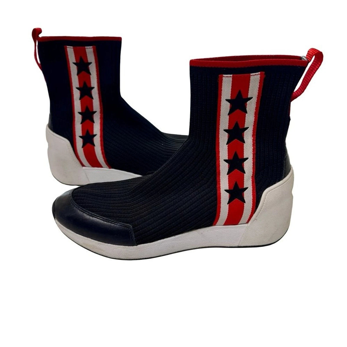 ASH Sock Sneakers Women EU 38 US 7.5 Black Red Star Stripe Knit Designer