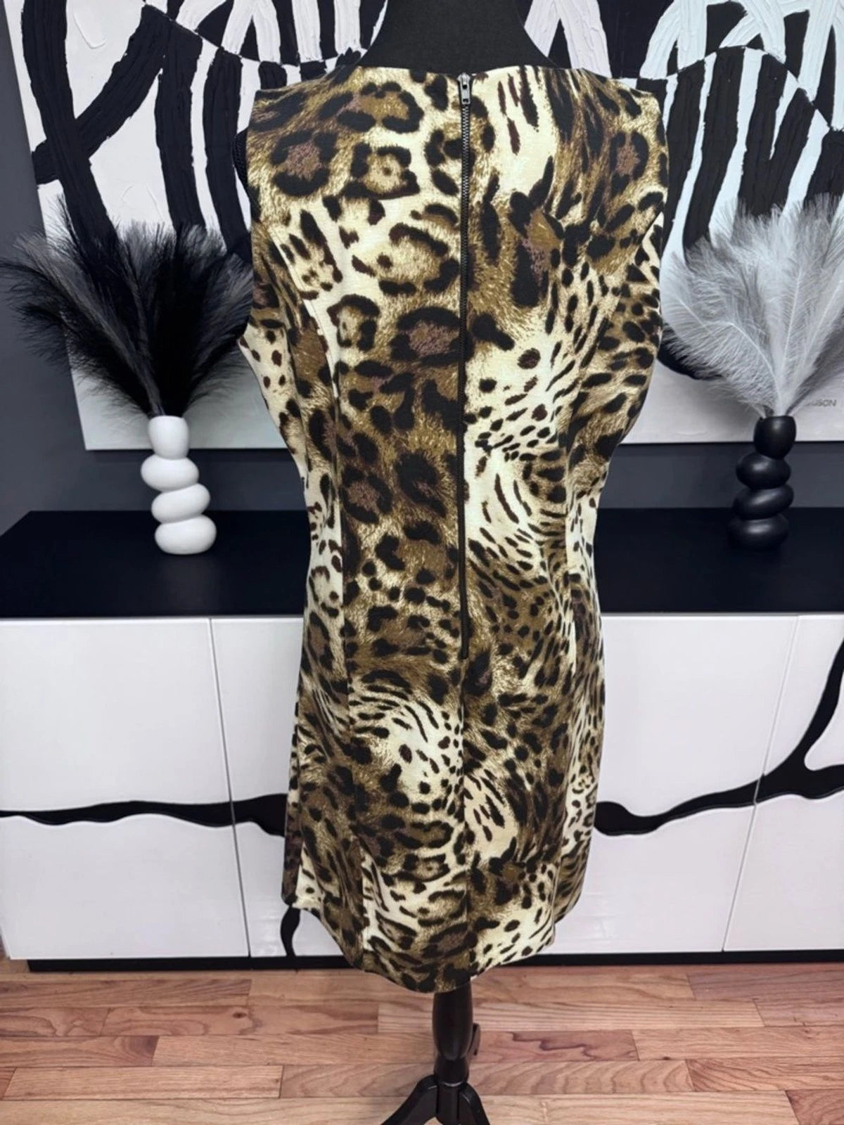 Philosophy Leopard Print Shift Mini Dress Women's 12 Sleeveless Party Chic EUC