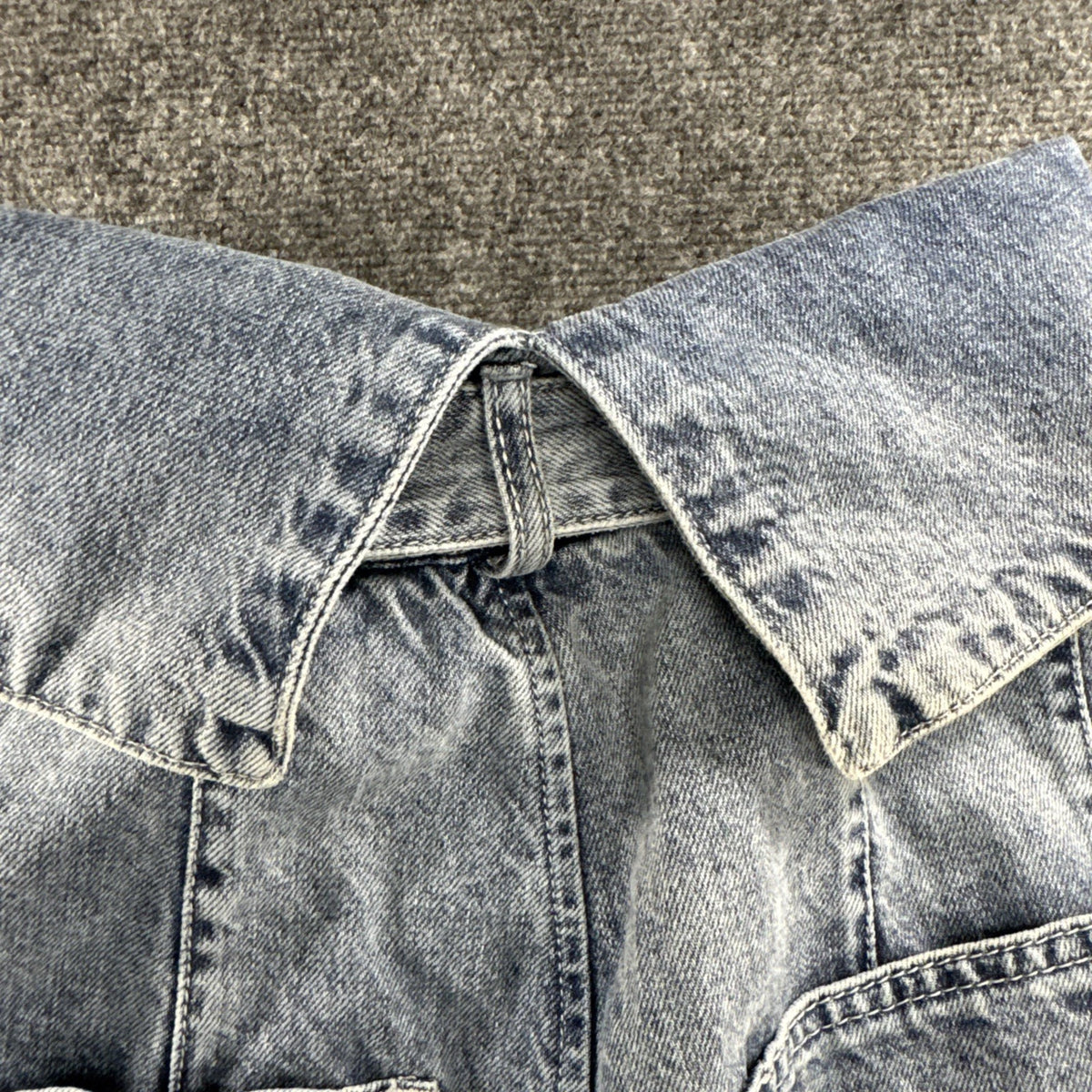 Walk In Dark Acid Wash Paperbag Waist Wide Leg Crop Jeans Medium