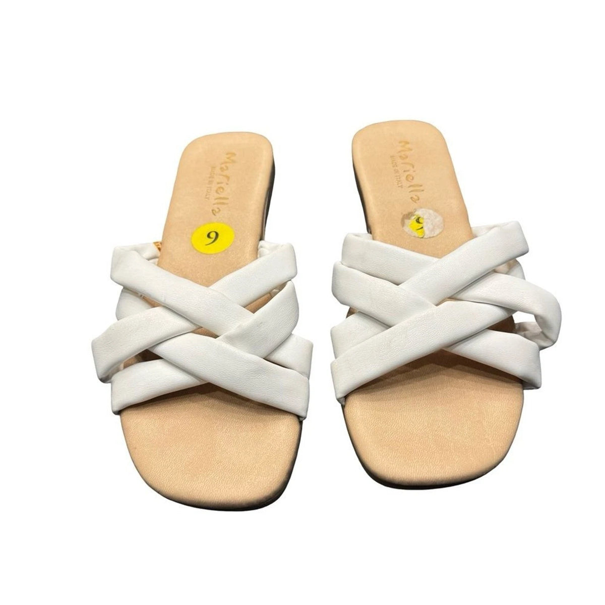 Mariella Italian White Leather Crisscross Sandals Women's 9 Made Italy