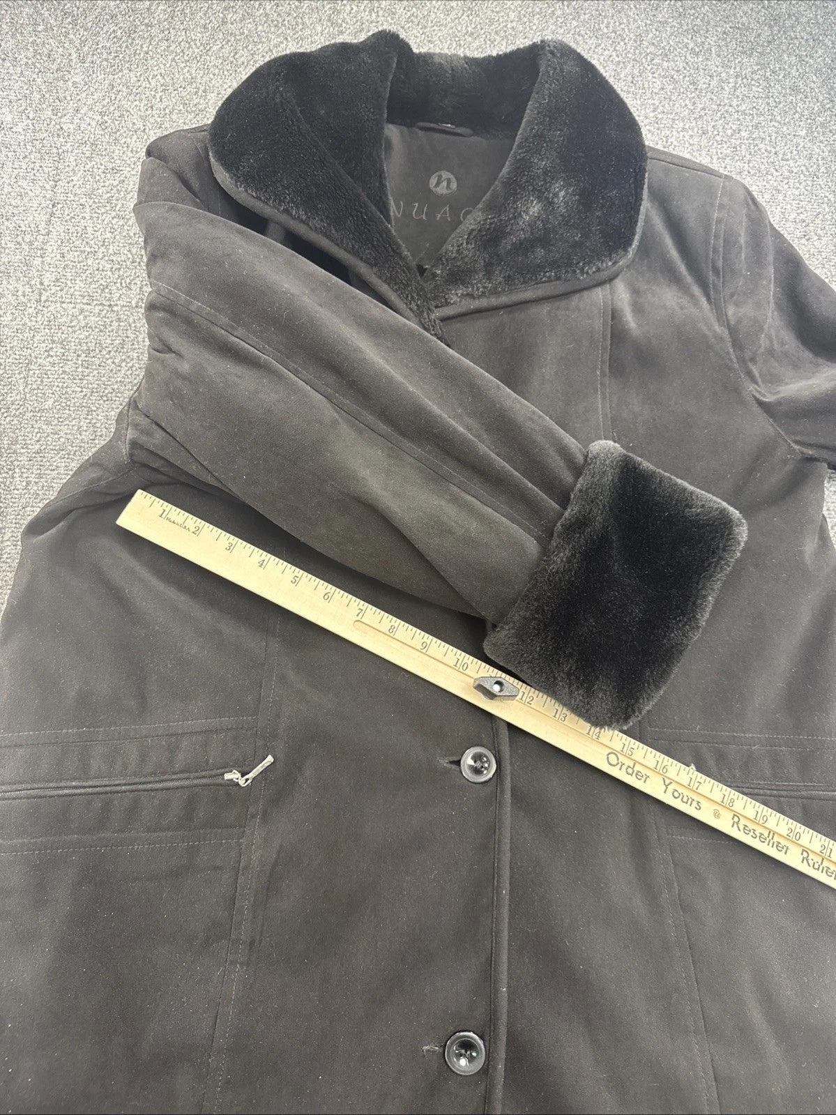 Nuage Polar Bear Black Faux Fur Lined Hooded Coat Jacket Women’s Missing Hood
