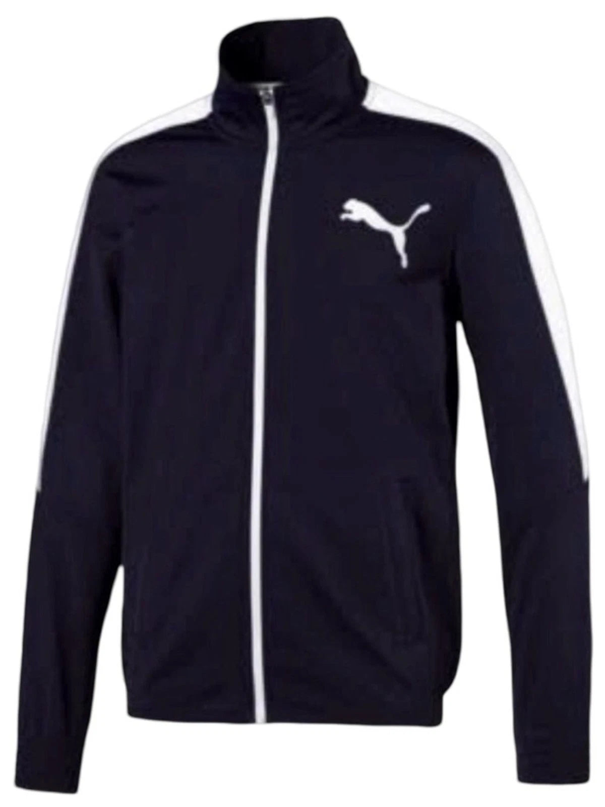 Puma Navy Track Jacket Mens XXL White Stripe Full Zip Athletic Classic Style