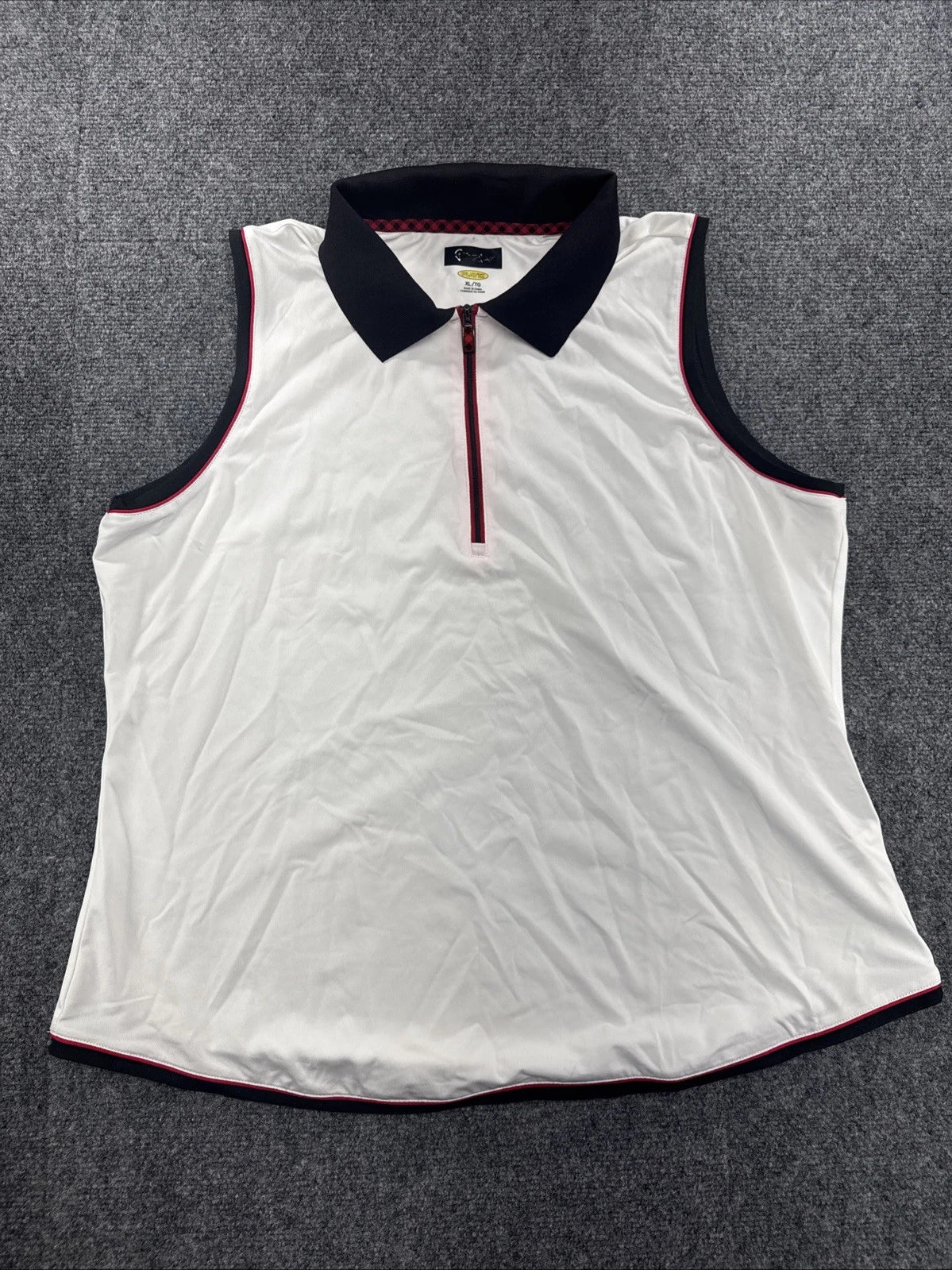 Greg Norman Play Dry Sleeveless Golf Polo White Black Red Women’s XL