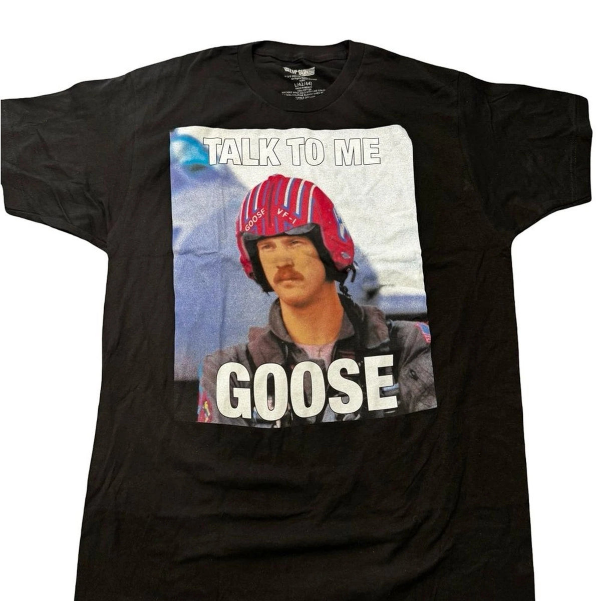 Top Gun Talk To Me Goose Black Graphic Tee Small Movie Shirt Retro BNWOT