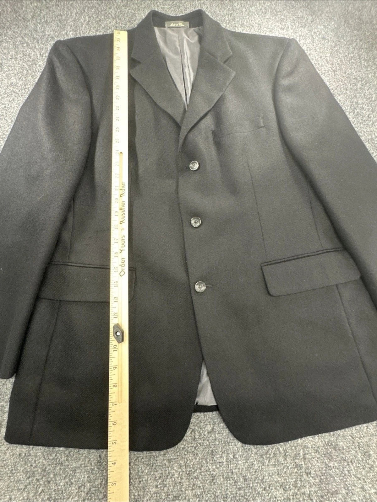 Oscar de la Renta Mens 42R Black 100% Wool Blazer Sport Coat 3 Button