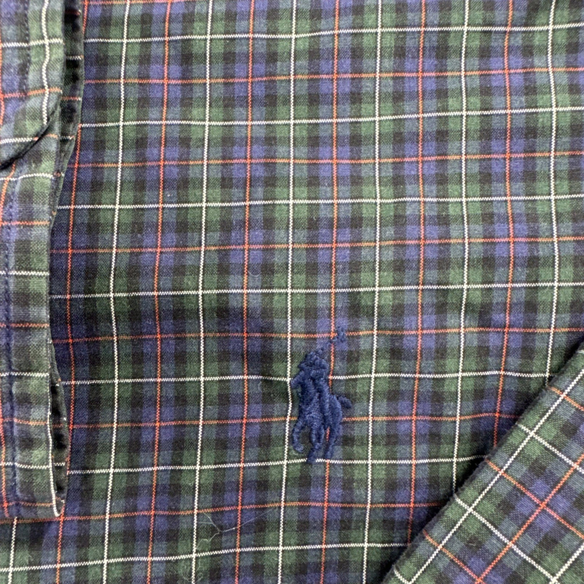 Polo Ralph Lauren Classic Fit Shirt Men’s M Green Blue Plaid Long Sleeve Pony