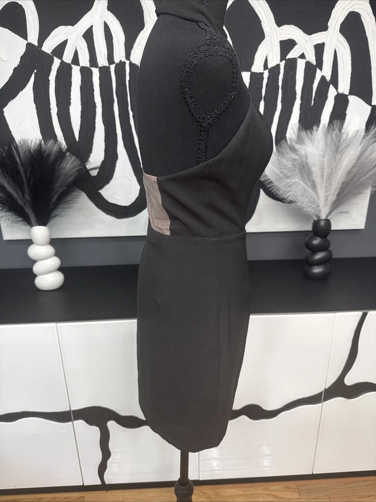 NBD Bodycon Cocktail Dress Women’s Small Black Mesh Mock Neck Party Mini Dress