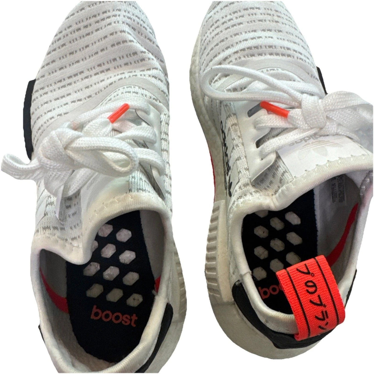 Adidas NMD_R1 Boost White Grey Orange Sneakers Men's 5 EUC No Box
