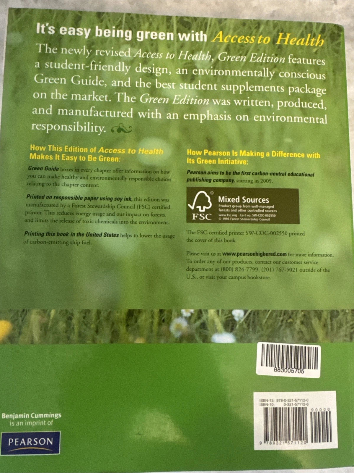 Access to Health Green Edition Rebecca J Donatelle College Textbook PB