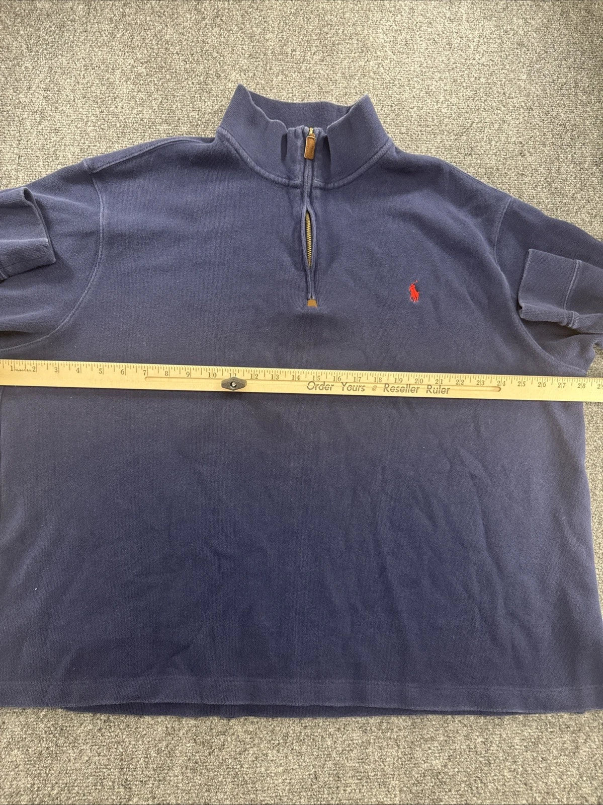 Polo Ralph Lauren Men’s 2XB Navy Blue 1/4 Zip Pullover Red Pony Cotton
