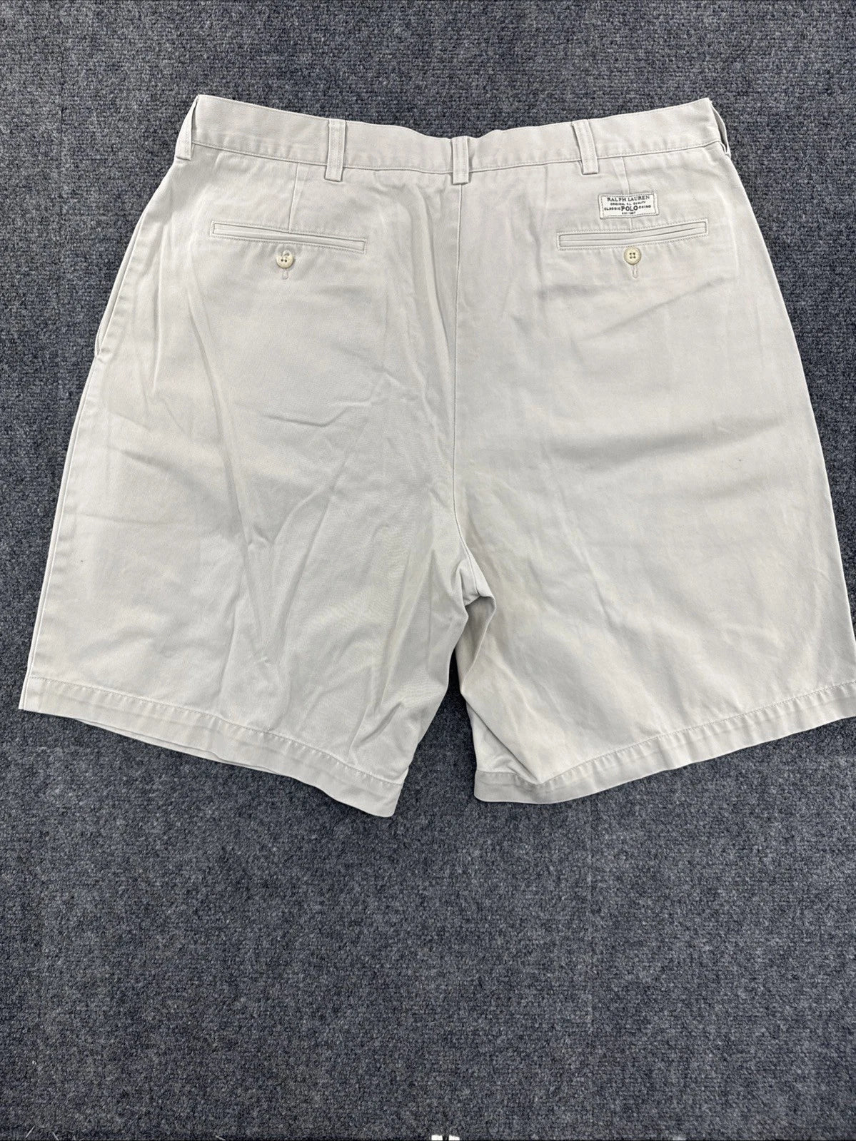 Polo Ralph Lauren Tyler Shorts Mens 38 Beige Pleated Chino 100% Cotton