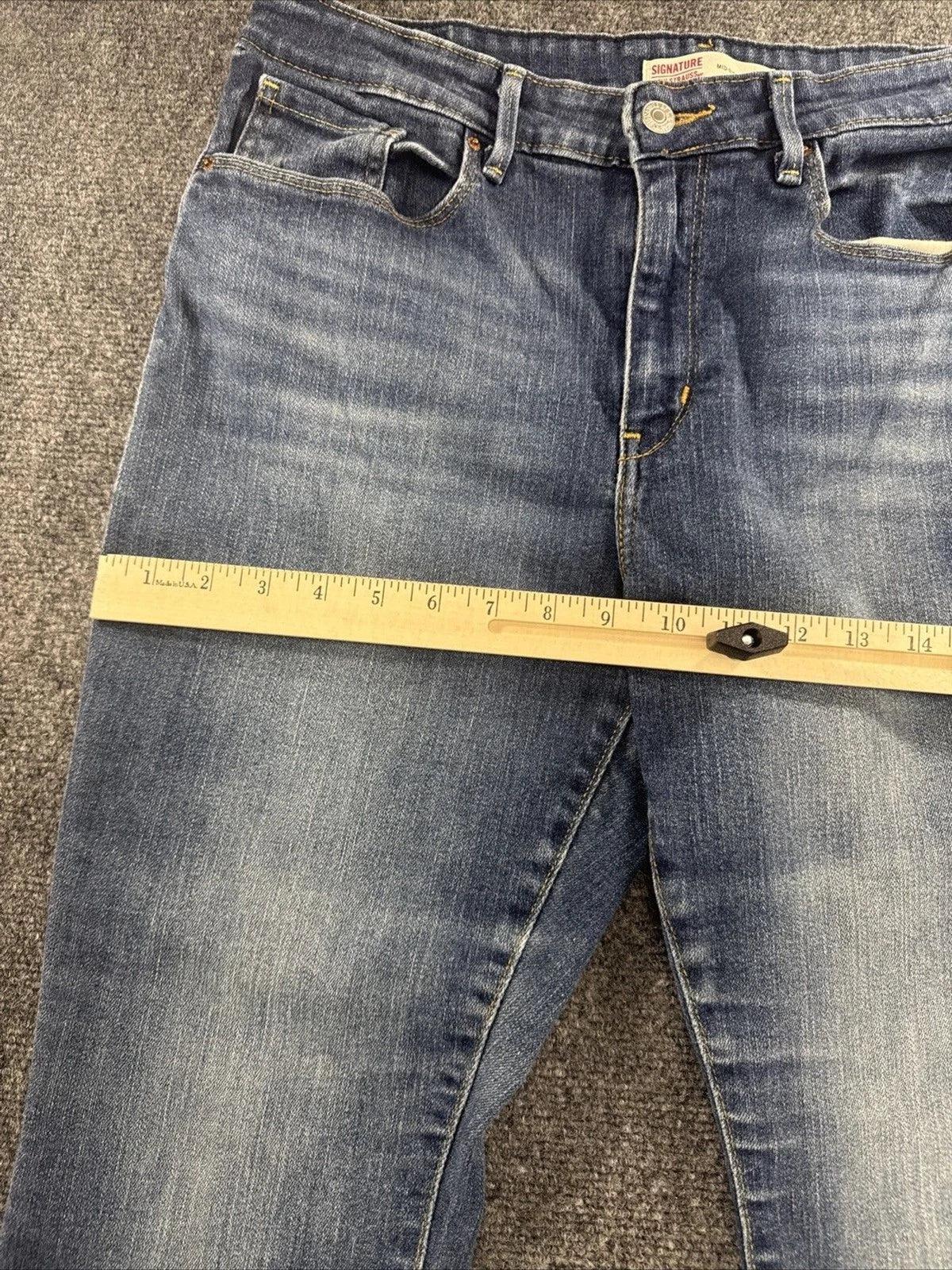 Levi Strauss Signature Mid Rise Bootcut Jeans Women W31 L30 Blue Stretch Denim