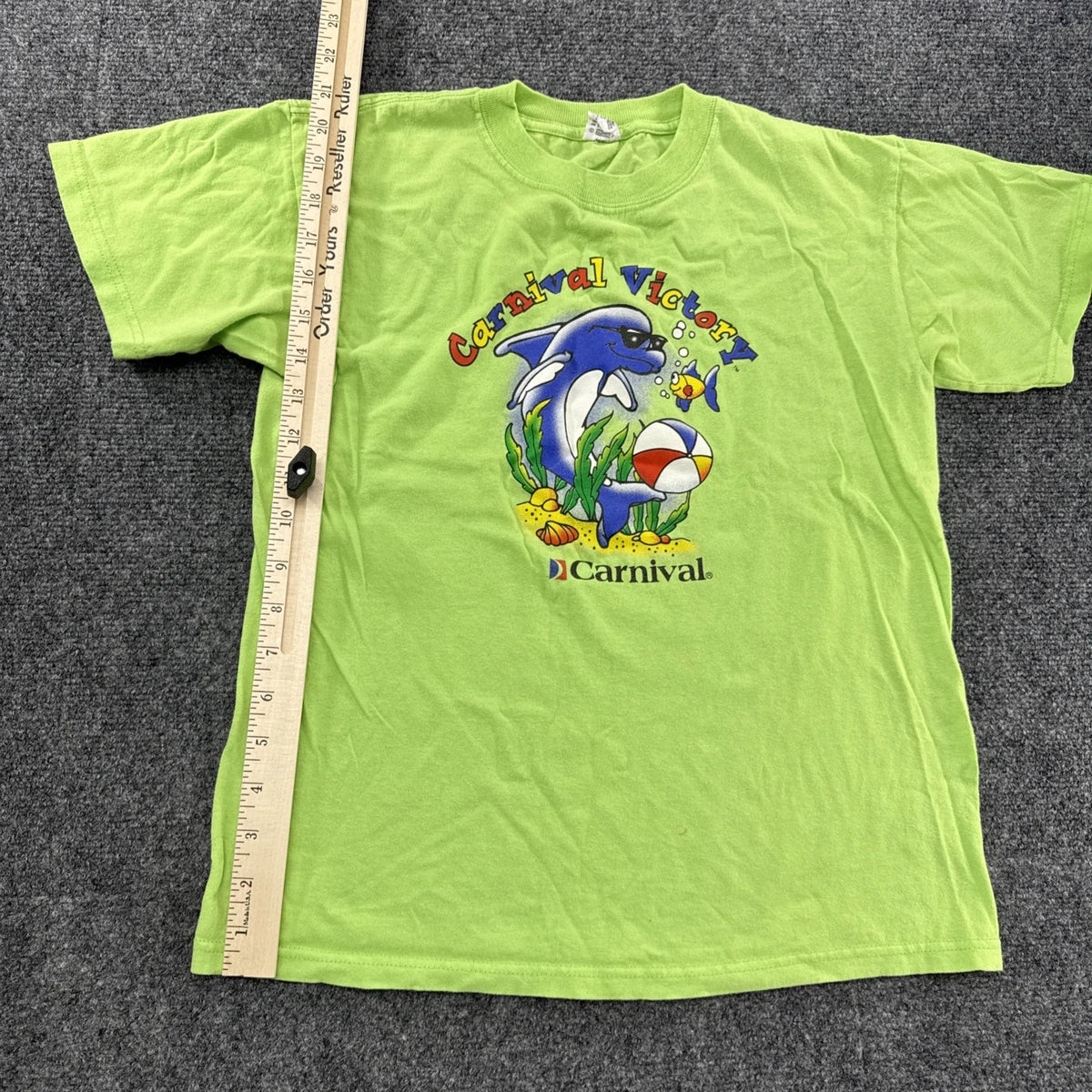 Vintage Carnival Victory Dolphin Graphic T Shirt Youth Large Anvil Cruise Tee