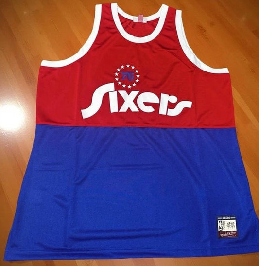 Mitchell & Ness 76ers Heritage Tank Mens 2XL Blue NBA Jersey BNWT Classic