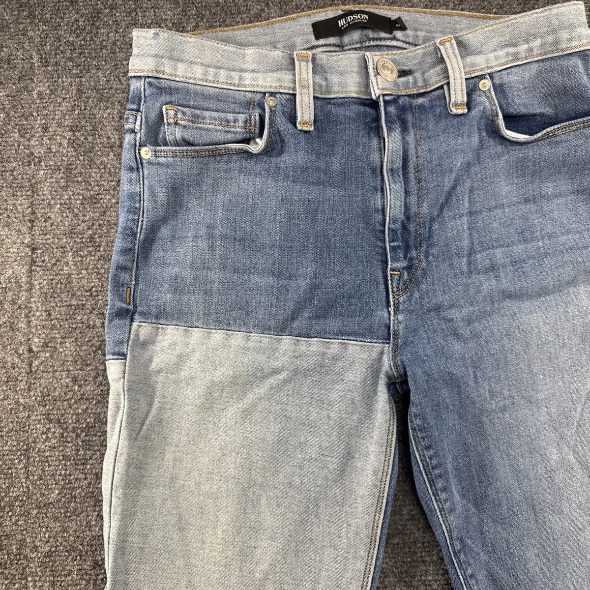 Hudson Barbara Skinny Jeans Size 26 Made USA Two Tone Colorblock Denim
