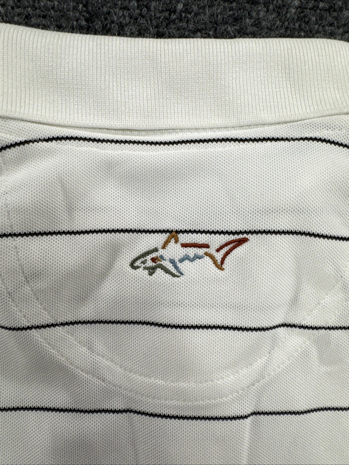 Greg Norman Play Dry Golf Polo Shirt White Black Stripe Women’s Medium NWT