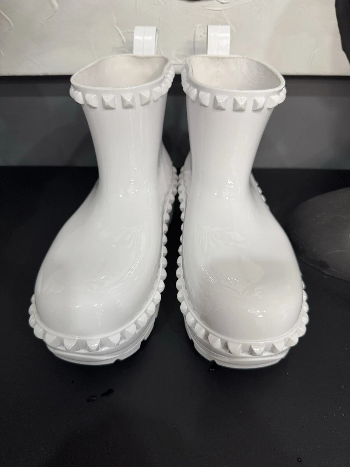 Carmen Sol Graziano Jelly Rain Boots Women’s 6 White Studded Italy BNWOT