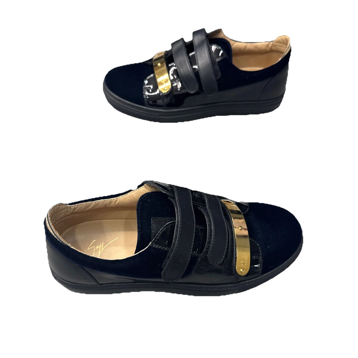 Giuseppe Zanotti Coby Sneakers Women EU 38 Navy Velvet Patent Leather Italy