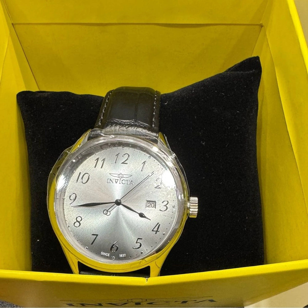 Invicta Celestial 47763 Mens Watch 43mm Gray Dial Black Leather Quartz BNIB