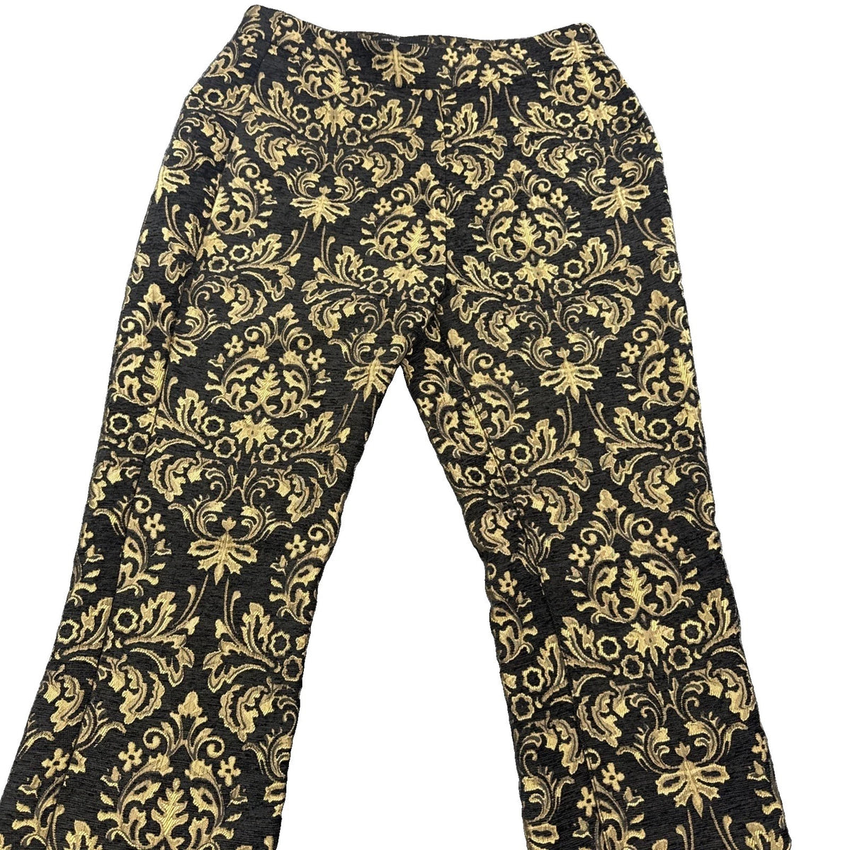 Urban Outfitters Damask Jacquard Cropped Pants Women’s Size 2 Black Gold