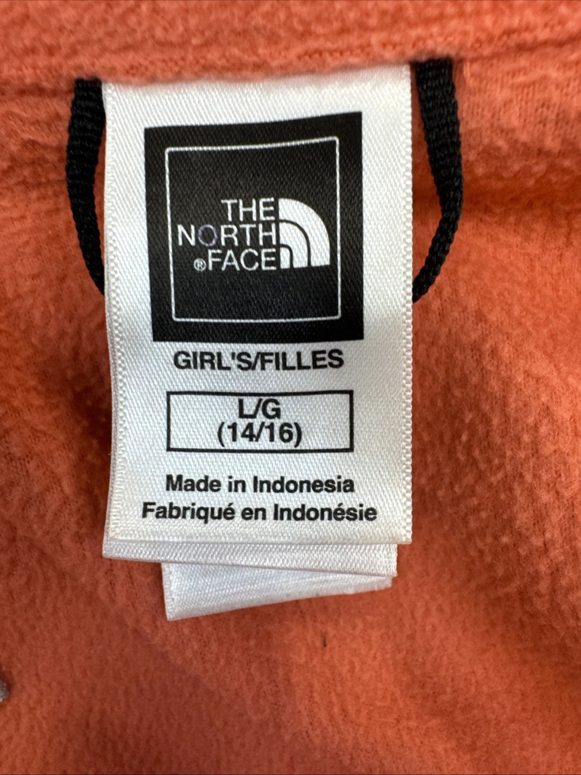 The North Face Girls Fleece Jacket L 14/16 Orange Full Zip Fall 2014 CLTO