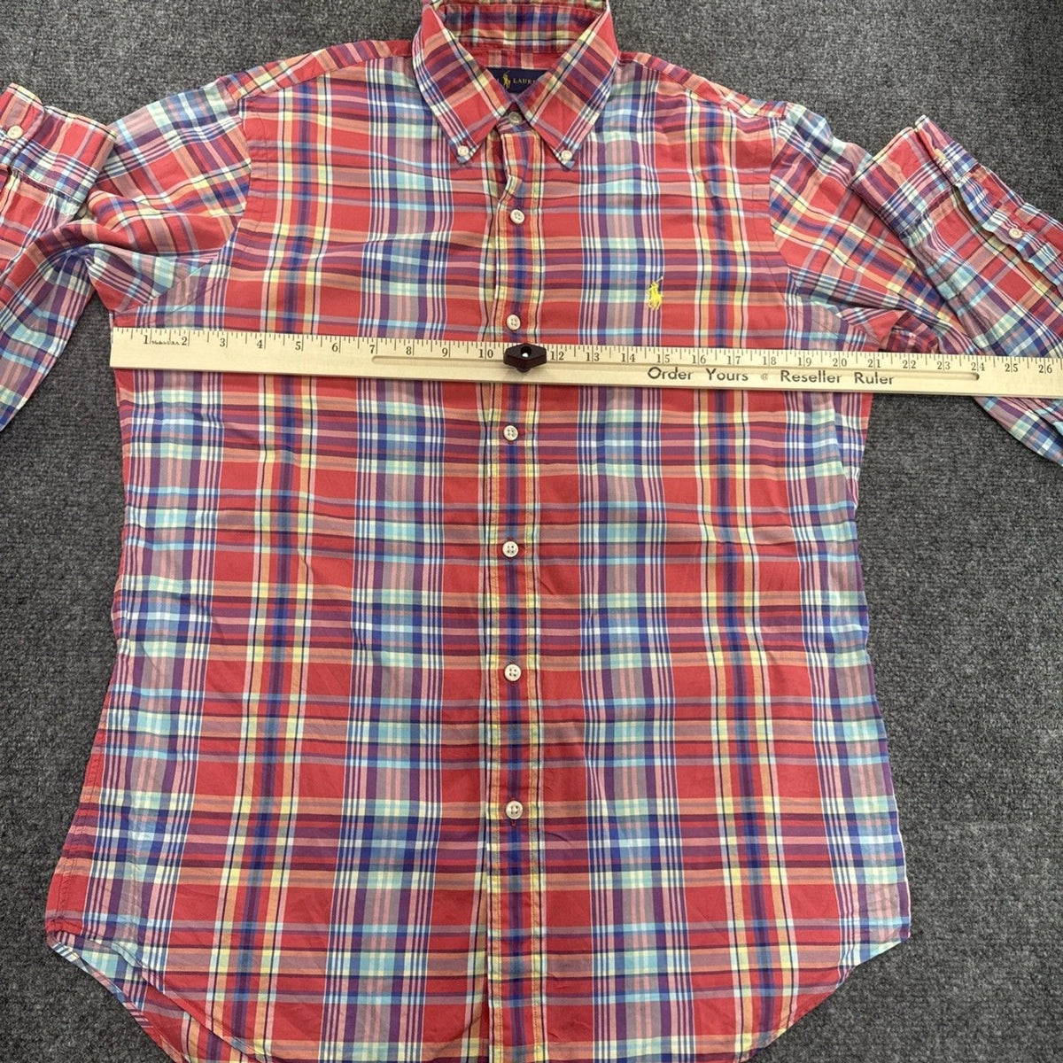 Polo Ralph Lauren Shirt Men’s Small Red Multicolor Plaid Long Sleeve Pony Logo
